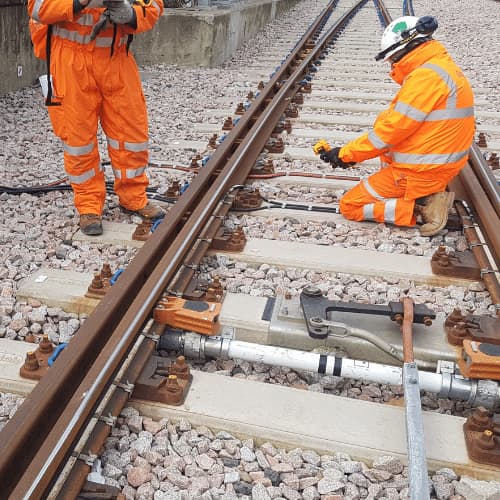 Engineers working on track