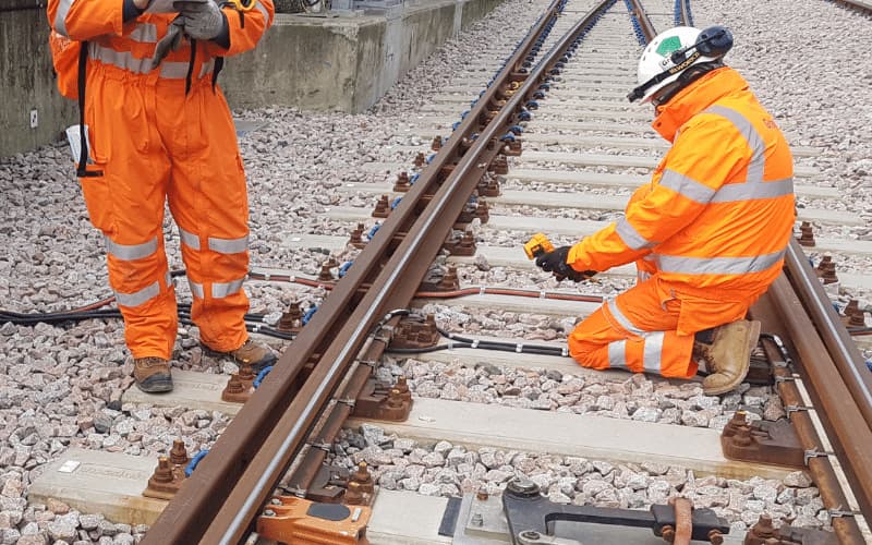 Engineers working on track